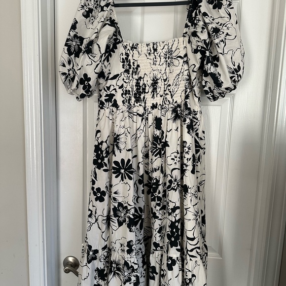 Abercrombie & Fitch Black and White Floral Midi Dress L - Picture 6 of 10